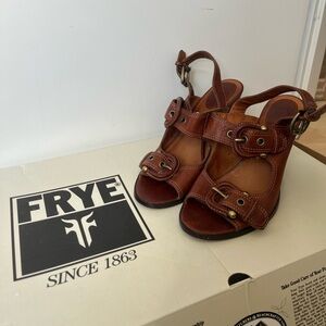 FRYE Amy Sling Back Leather Belt Buckle Heels